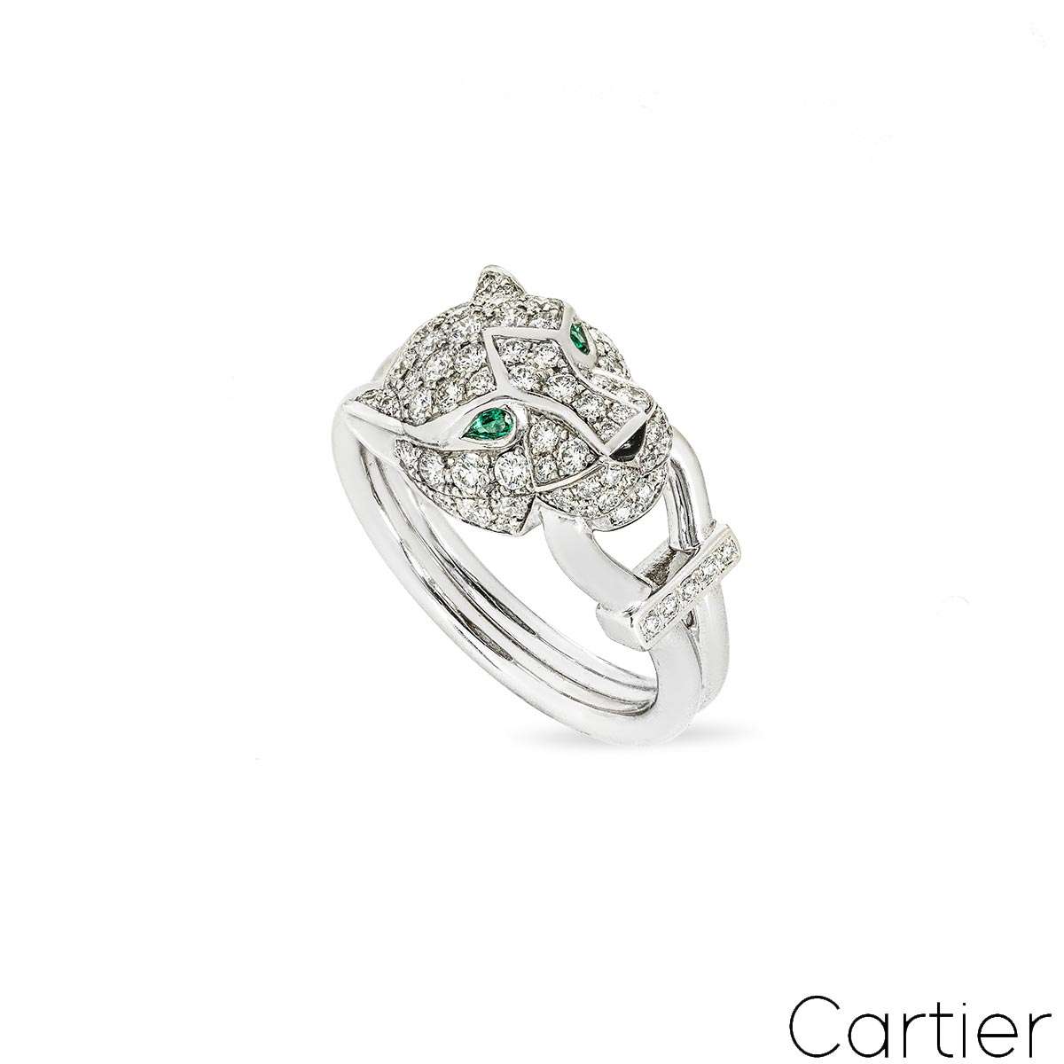 Cartier White Gold Panthere De Cartier Pav� Diamond Ring Size 54 N4244700